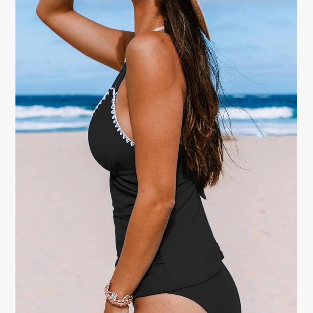 Chic Black and White Women's Tankini - Picture 3 of 8